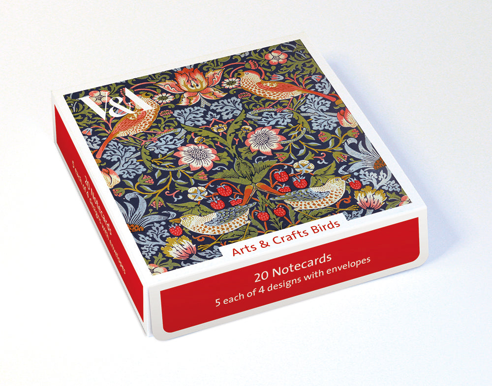 V&A Arts and Crafts Birds Box of 20 Notecards with Envelopes - Bee's Emporium