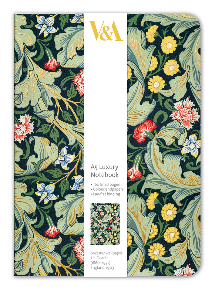 V&A Leicester Wallpaper A5 Luxury Notebook - Bee's Emporium
