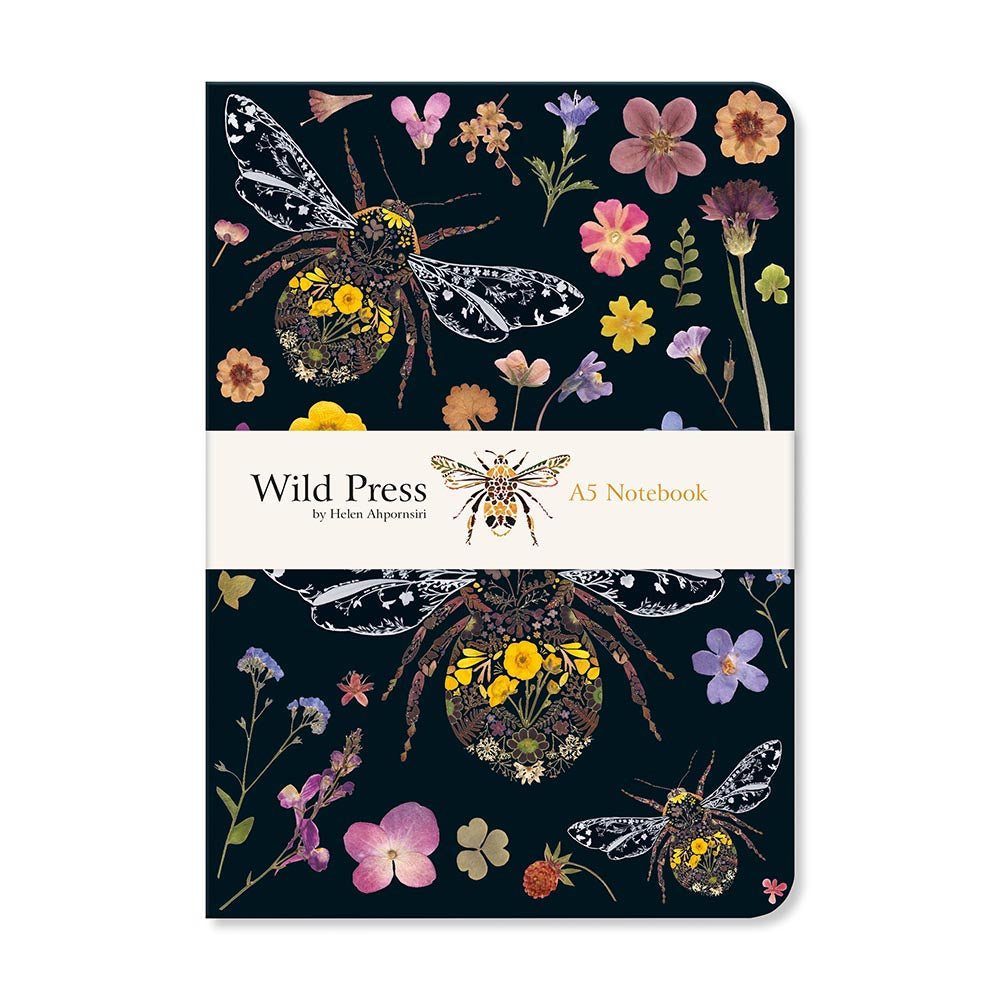 Wild Press by Helen Ahpornsiri - Three Bumblebees A5 Notebook - Bee's Emporium