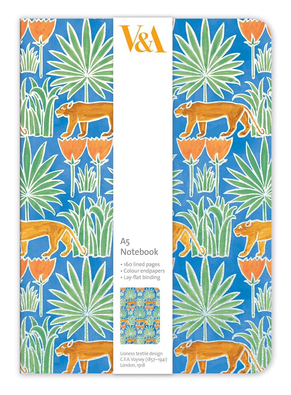 V&A Lioness by C.F.A. Voysey A5 Notebook - Bee's Emporium
