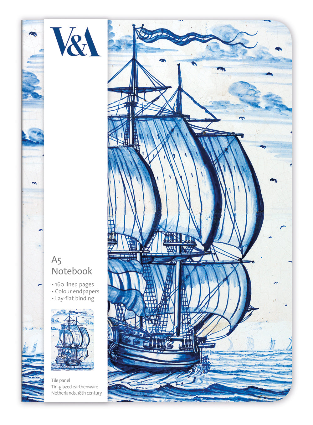 V&A Dutch Three Mast Ship A5 Notebook - Bee's Emporium