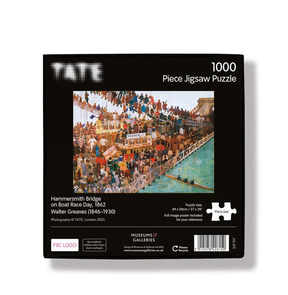 Tate Hammersmith Bridge on Boat Race Day 1000 Piece Jigsaw Puzzle - Bee's Emporium