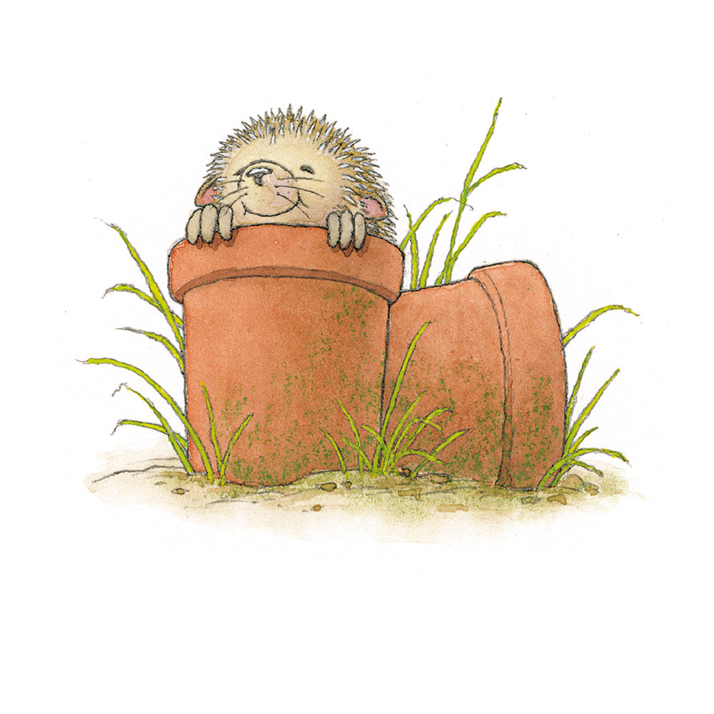Percy the Park Keeper - Hedgehog Blank Greeting Card with Envelope - Bee's Emporium