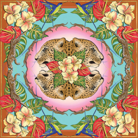 Matthew Williamson Leopards and Hummingbirds Blank Greeting Card with Envelope - Bee's Emporium