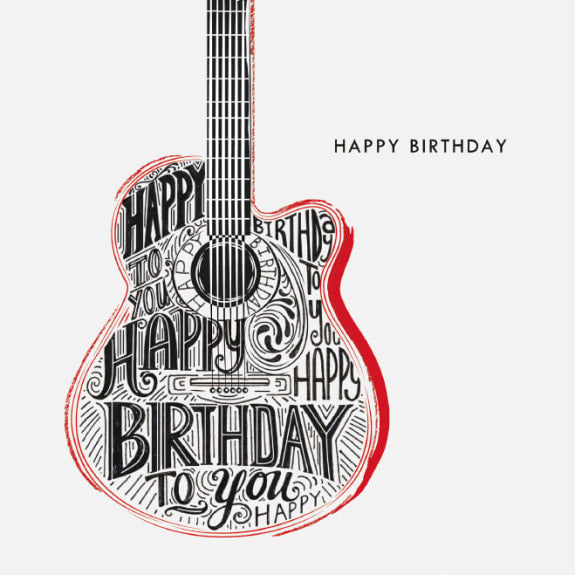Guitar Happy Birthday Greeting Card with Envelope - Bee's Emporium