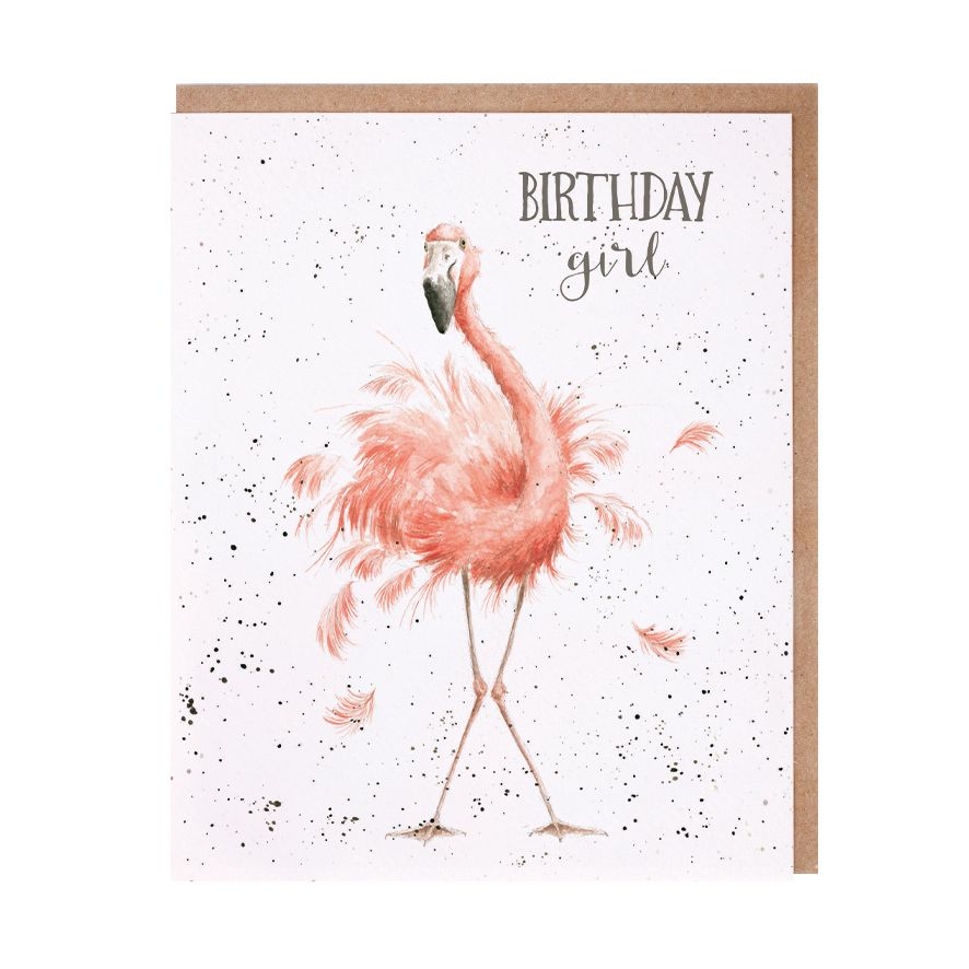 Flamingo 'Birthday Girl' Blank Greeting Card with Envelope