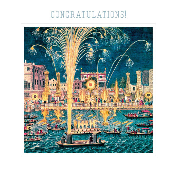 Congratulations! Fireworks and Illuminations Blank Greeting Card with Envelope - Bee's Emporium