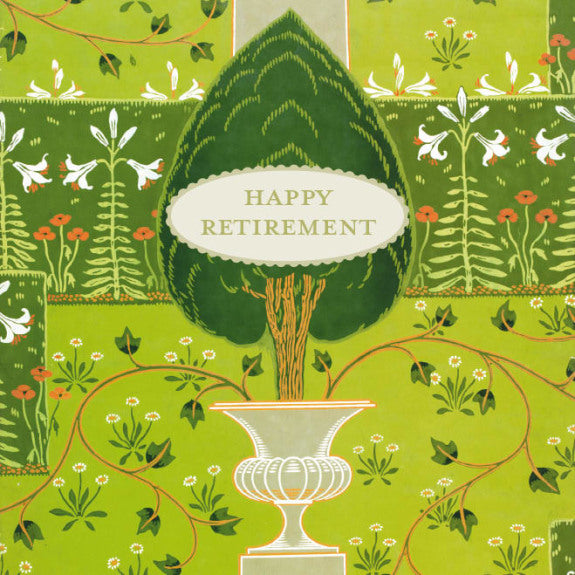 Happy Retirement - V&A Formal Garden Blank Greeting Card with Envelope - Bee's Emporium