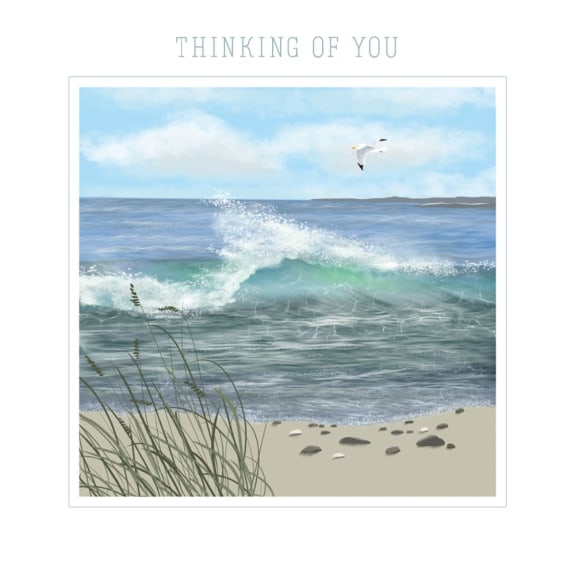 Thinking Of You - Seagull at High Tide Blank Greeting Card with Envelope - Bee's Emporium