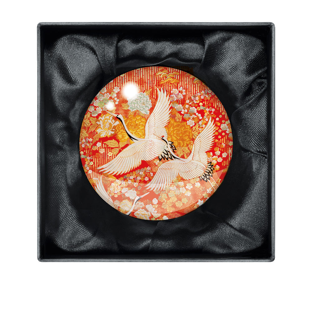 V&A Kimono Cranes Crystal Dome Paperweight - Bee's Emporium