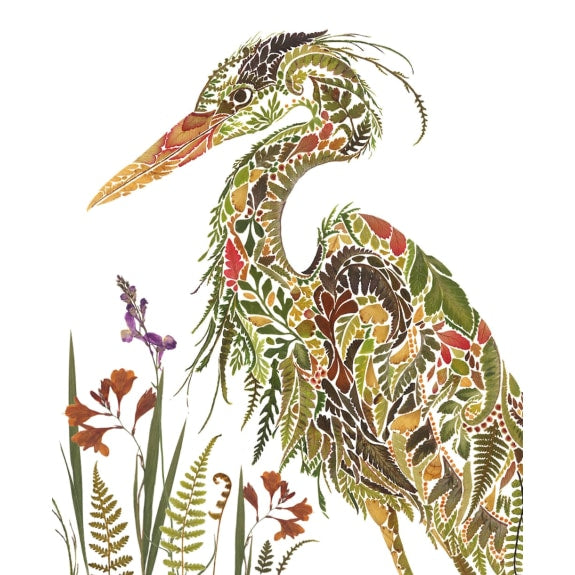 Wild Press - Heron & Flowers Blank Greeting Card with Envelope - Bee's Emporium
