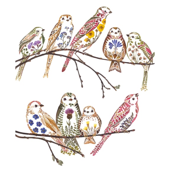 Wild Press - Wildflower Sparrows Blank Greeting Card with Envelope