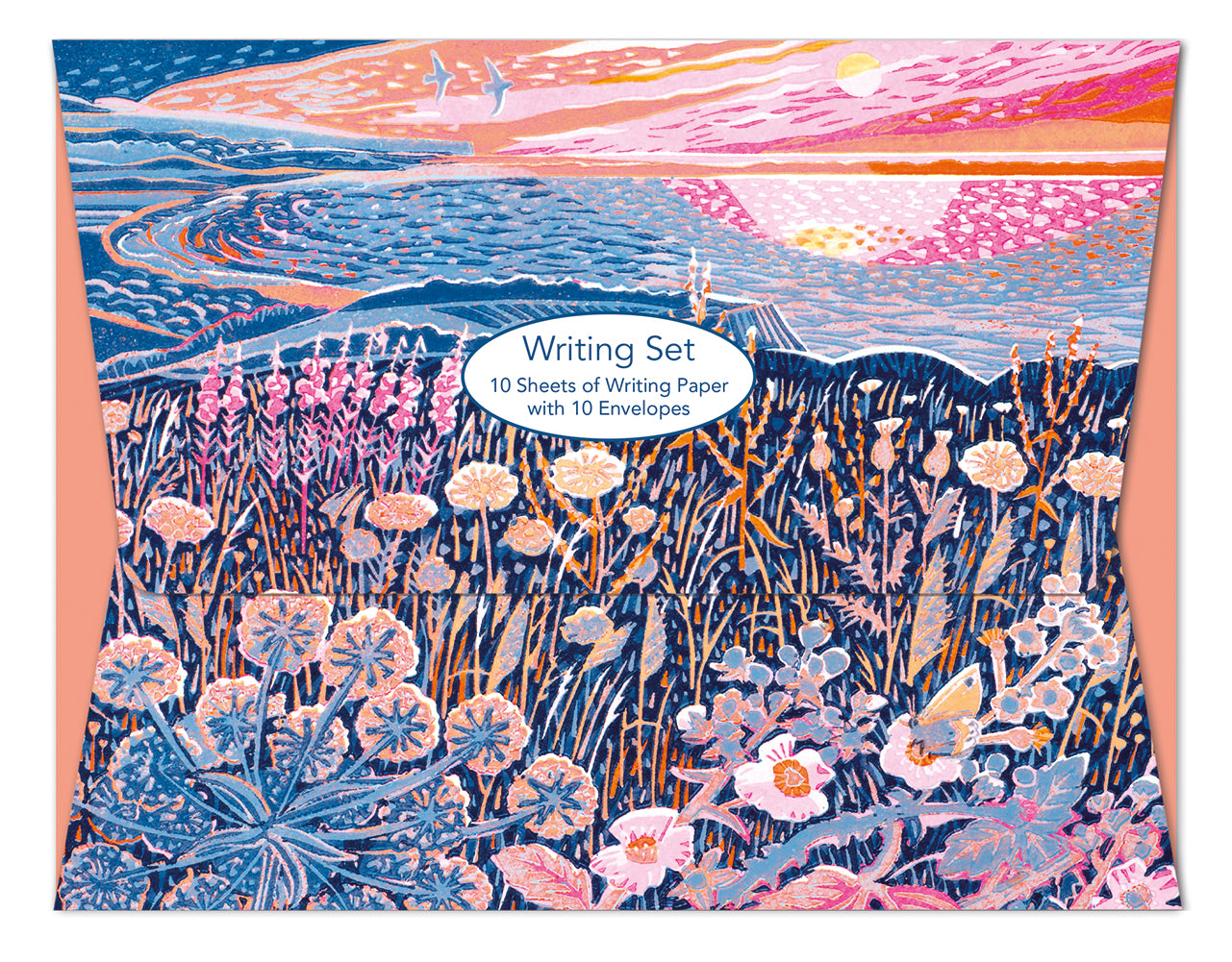 Midsummer Morning Linocut by Annie Soudain Writing Set
