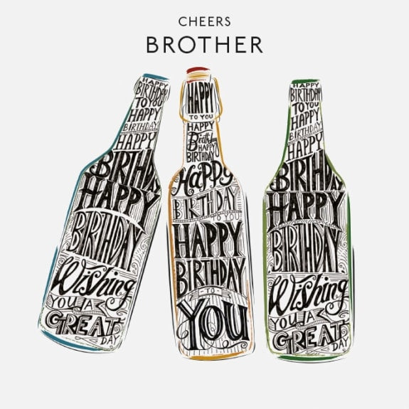 Cheers Brother Happy Birthday Greeting Card with Envelope - Bee's Emporium