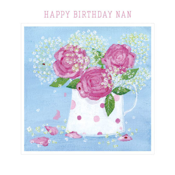 Happy Birthday Nan - Roses Greeting Card with Envelope - Bee's Emporium