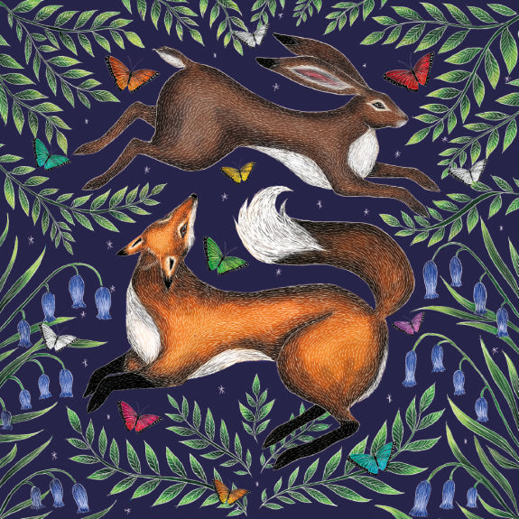 Fox and Hare by Catherine Rowe Blank Greeting Card with Envelope - Bee's Emporium