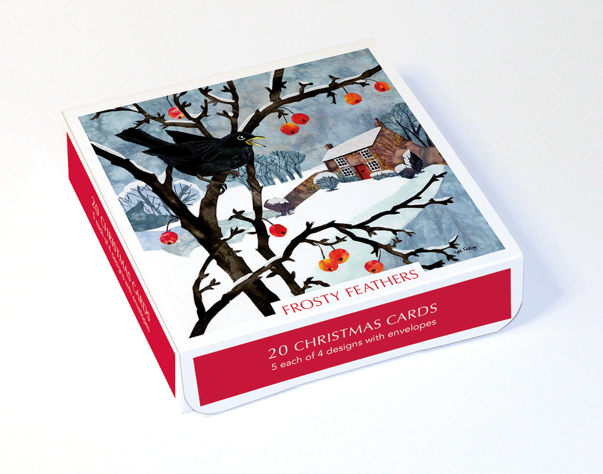 Frosty Feather by Kate Findlay Box of 20 Christmas Cards - Bee's Emporium