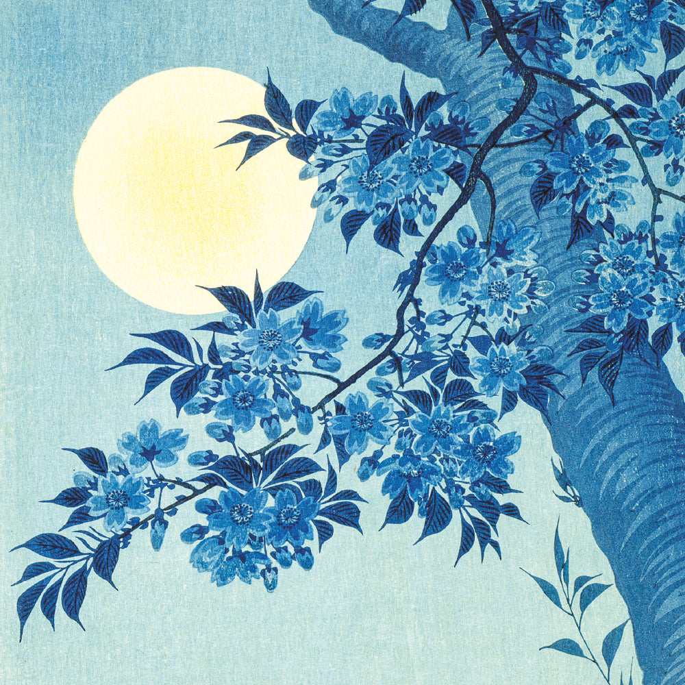 Blossoming Cherry on a Moonlit Night Blank Greeting Card with Envelope