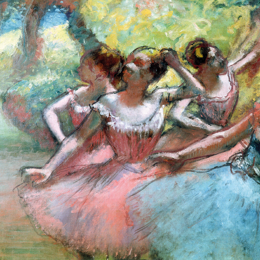 Four Ballerinas on the Stage by Edgar Degas Blank Greeting Card with Envelope - Bee's Emporium