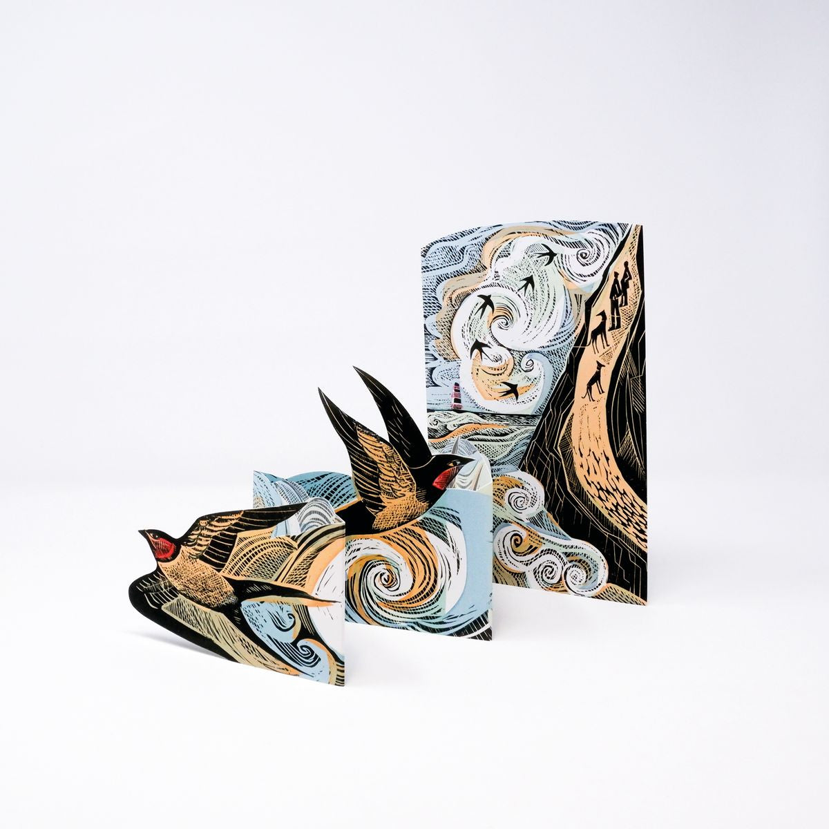 Cornish Swallows by Angela Harding 3D Concertina Greeting Card with Envelope