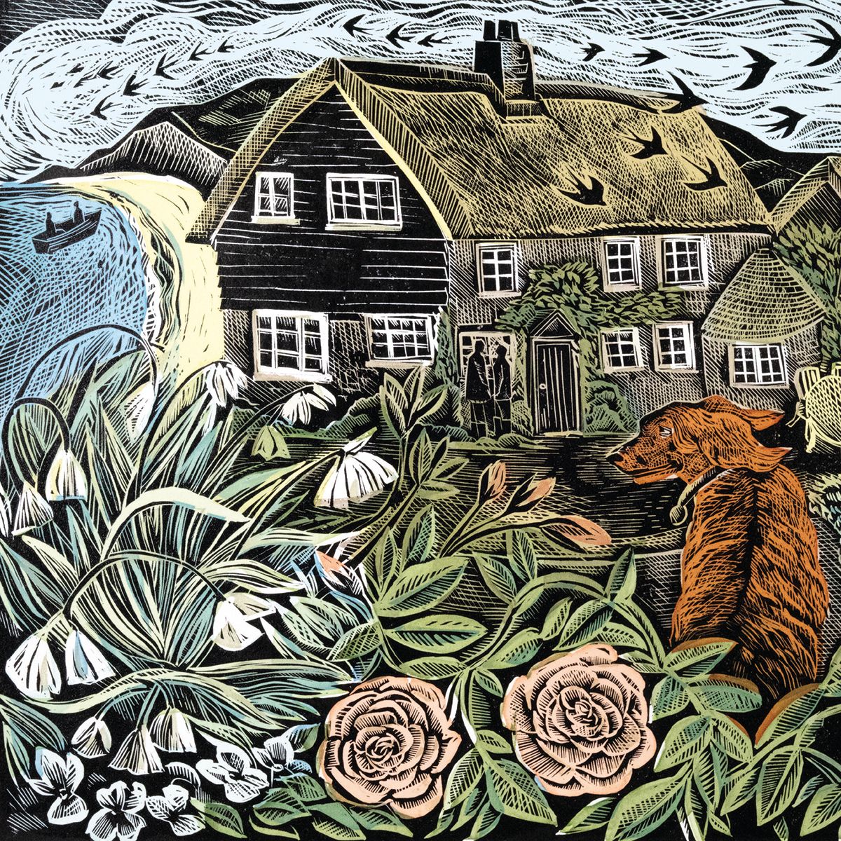 Angela Harding Rose Cottage Blank Greeting Card with Envelope - Bee's Emporium