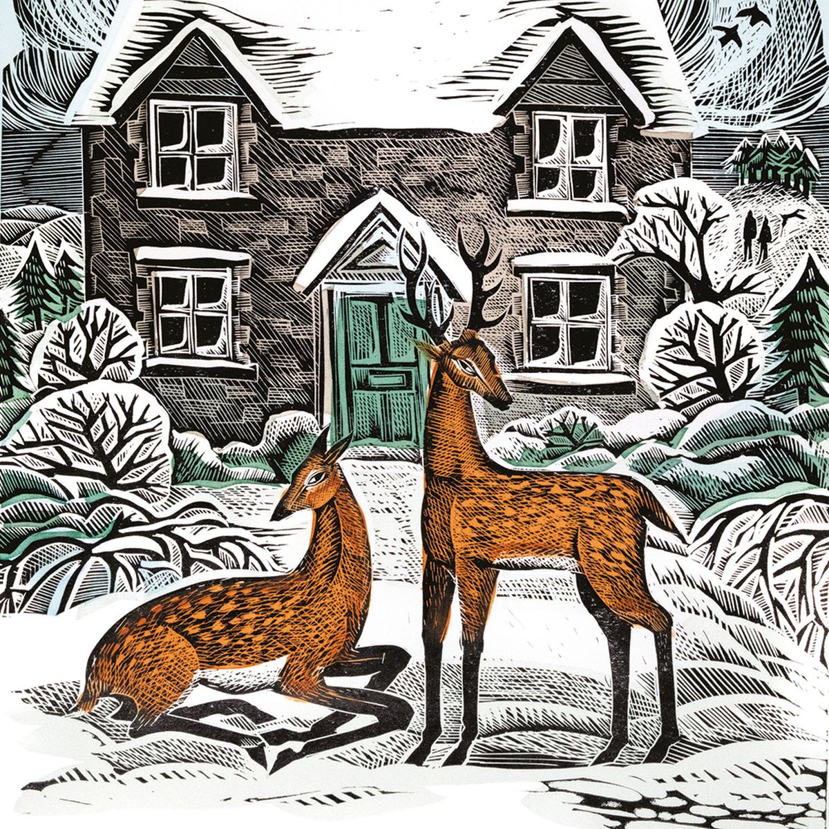 Winter Cottage by Angela Harding Pack of 5 Christmas Cards