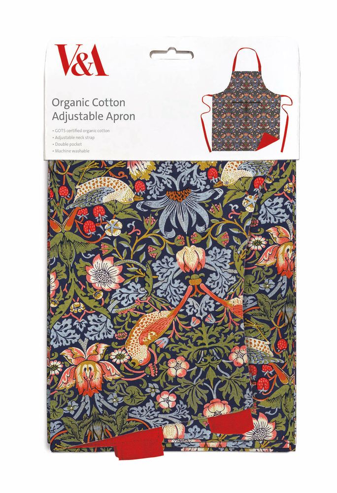 V&A William Morris Strawberry Thief Organic Cotton Adjustable Apron - Bee's Emporium