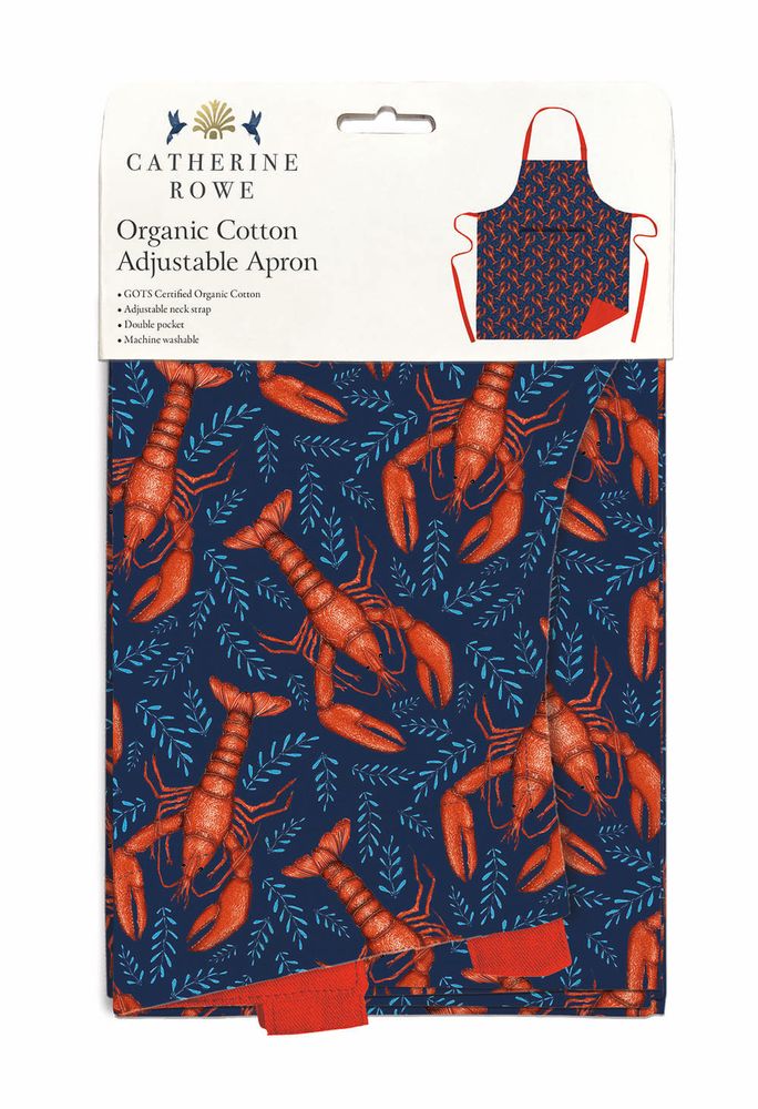 Catherine Rowe Lobsters Organic Cotton Adjustable Apron - Bee's Emporium