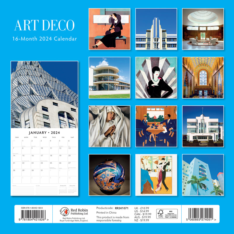 Art Deco 2024 Square Wall Calendar