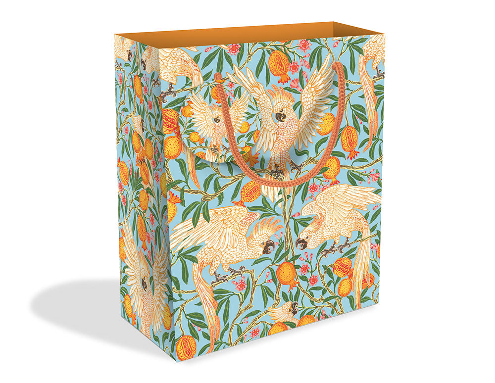 V&A Cockatoo and Pomegranate Medium Gift Bag with Tag - Bee's Emporium