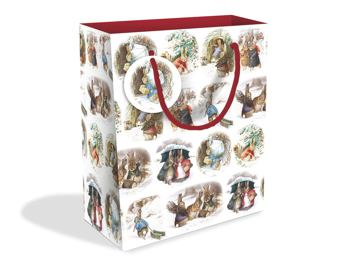 Peter Rabbit A Winter's Tale by Beatrix Potter Christmas Medium Gift Bag with Tag