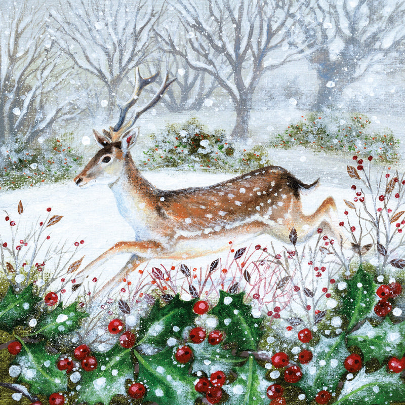 Holly and Deer by Lucy Grossmith Pack of 8 Charity Christmas Cards