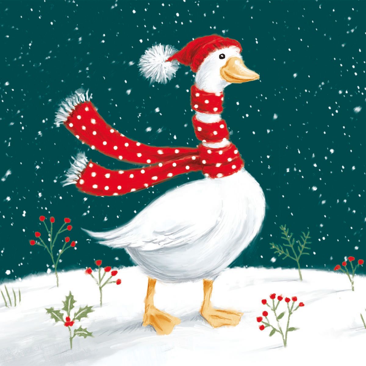 Snowy Goose by Ian Saxton Pack of 8 Charity Christmas Cards