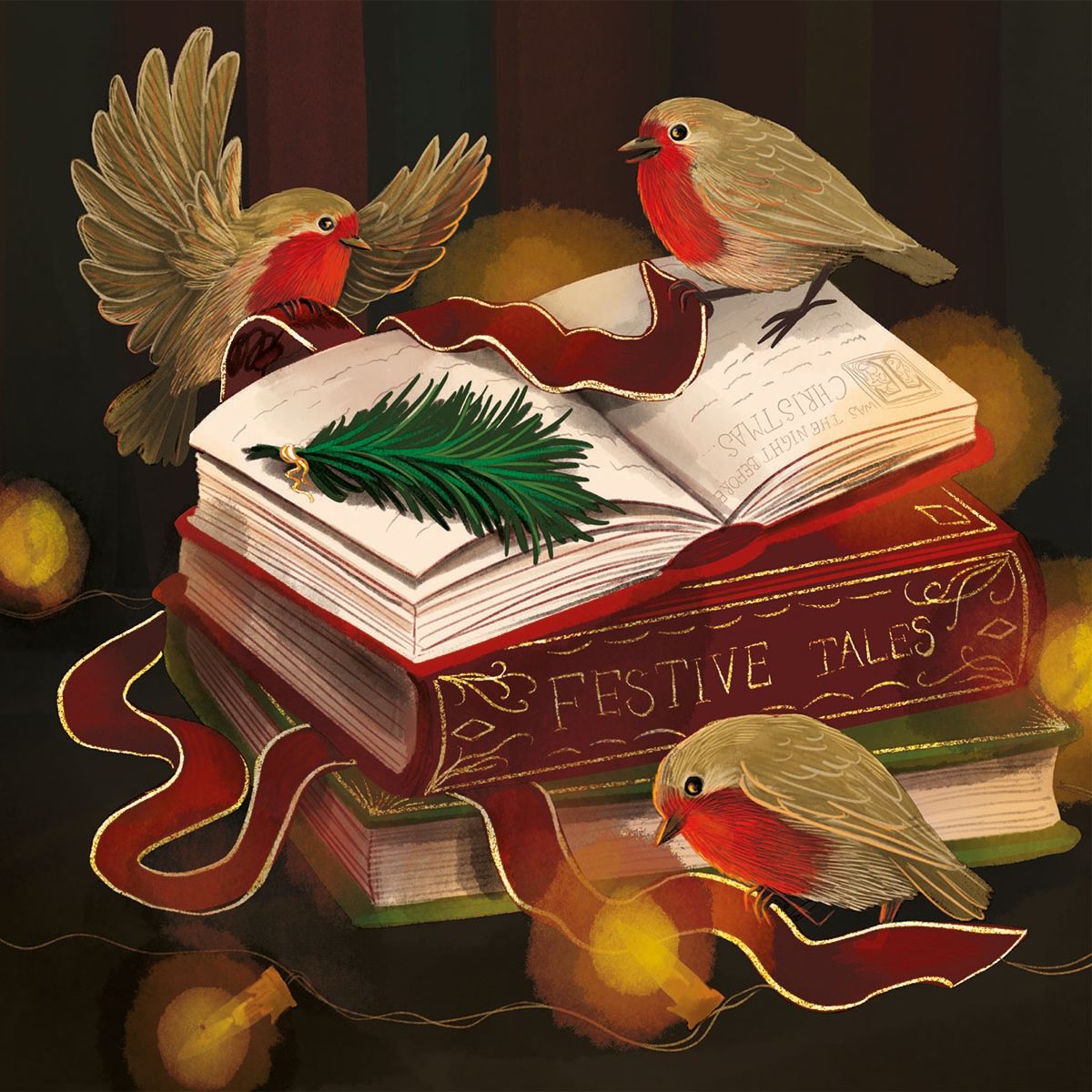 Robins Reading by Anna Stead Pack of 8 Charity Christmas Cards