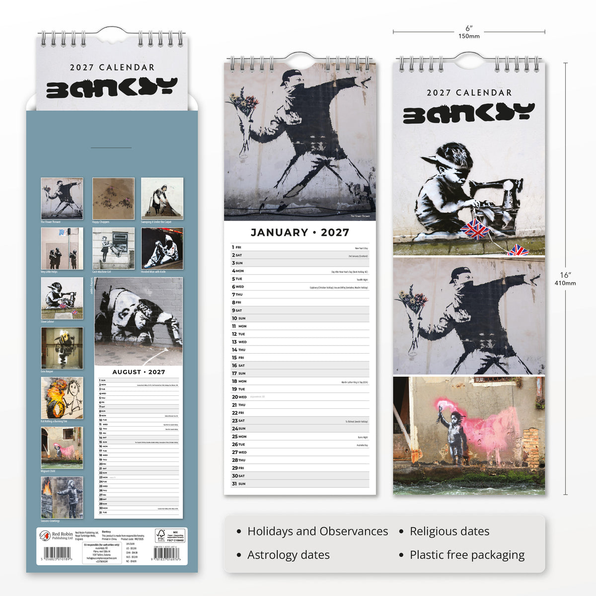 Banksy 2027 Slim Wall Calendar