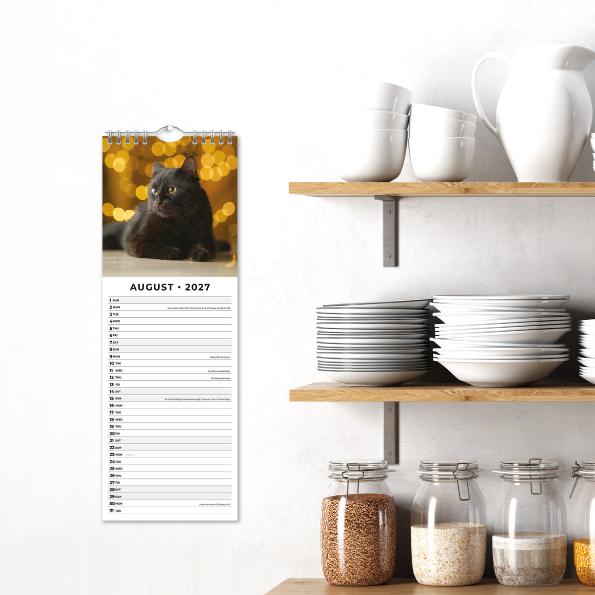 Black Cats 2027 Slim Wall Calendar