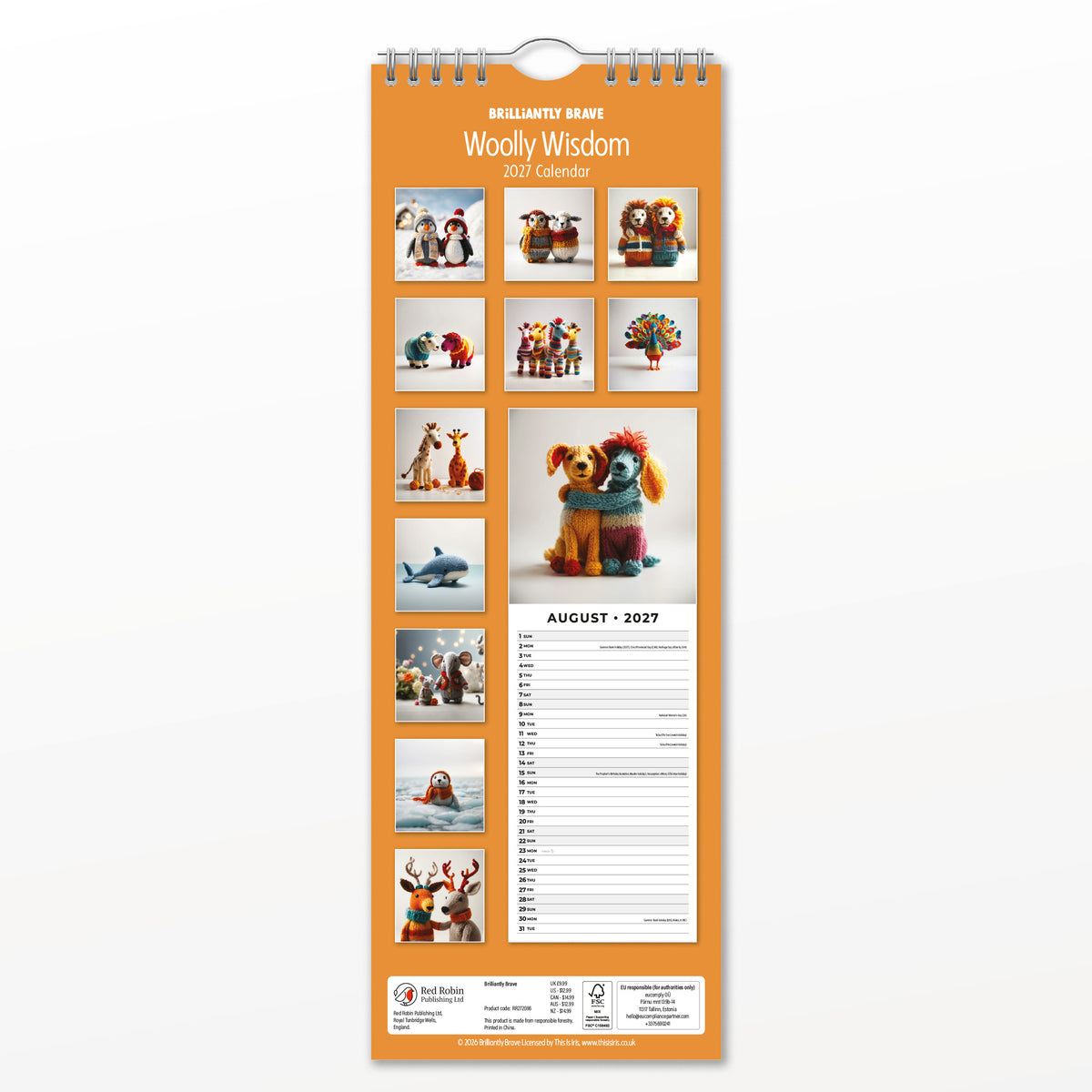 Woolly Wisdom - Brilliantly Brave 2027 Slim Wall Calendar