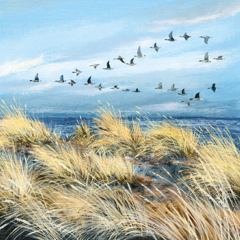 Coast and Country - Wild Geese and Grasses Blank Greeting Card with Envelope
