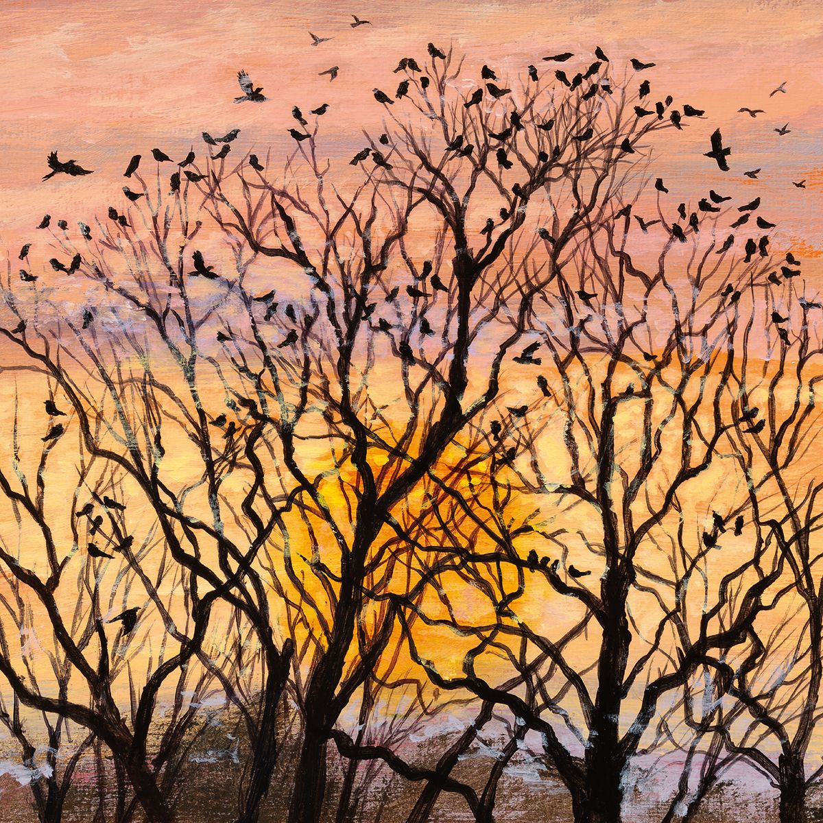 Coast and Country - Rooks at Sundown Blank Greeting Card with Envelope - Bee's Emporium