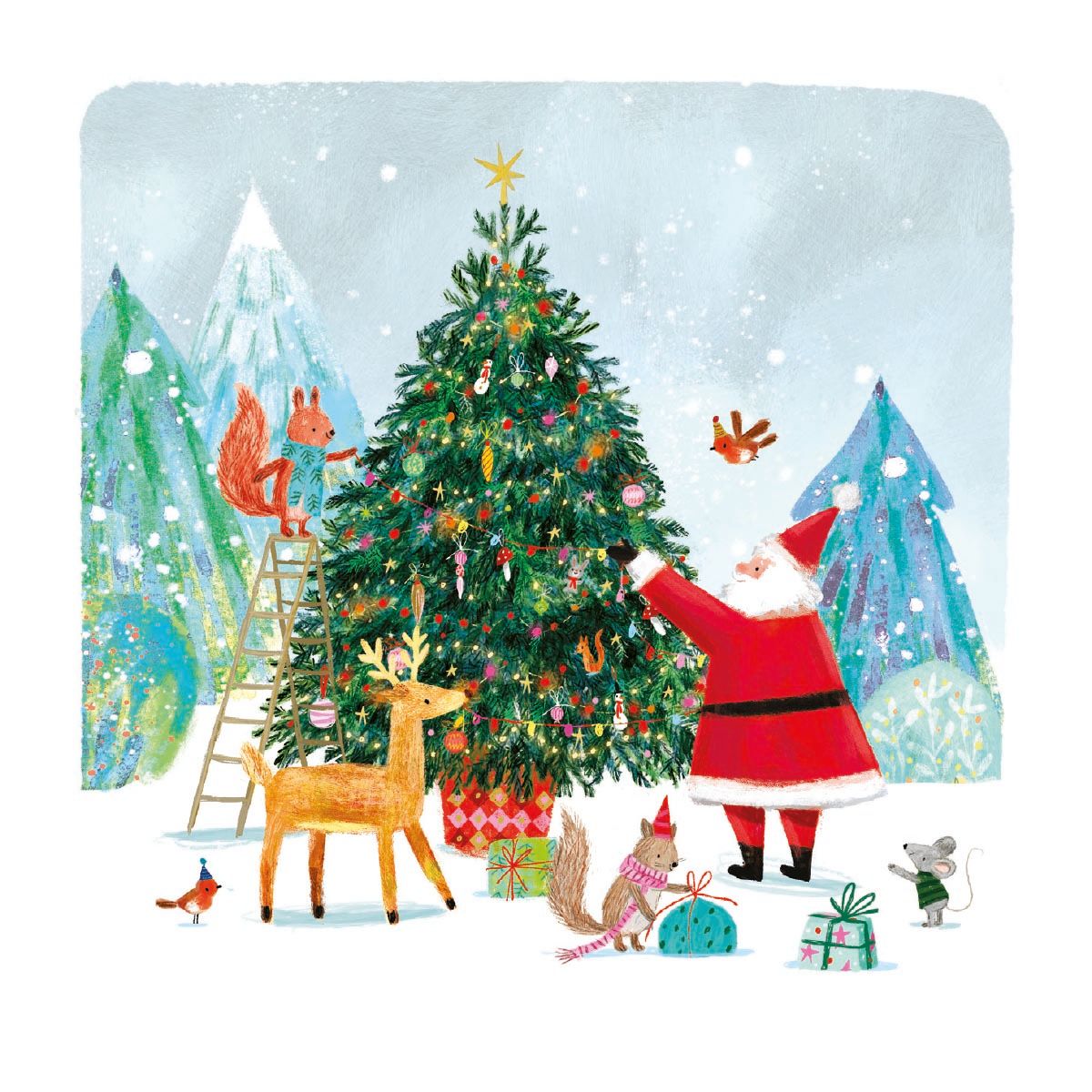 Santa's Tree by Ag Jatkowska Pack of 8 Christmas Cards