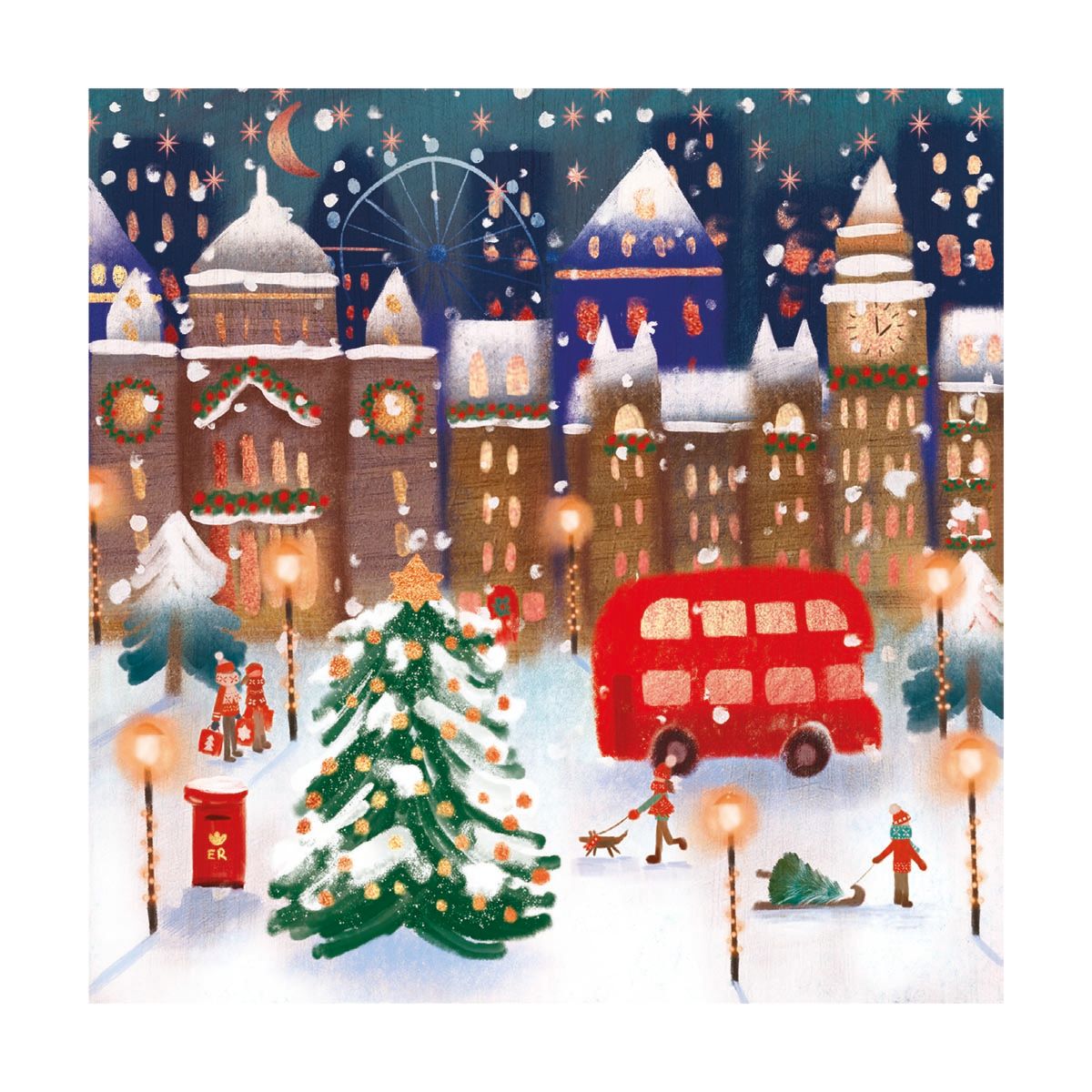 Snowfall in London by Catherine Worsley Pack of 8 Christmas Cards