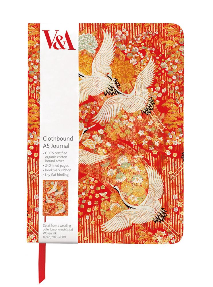 V&A Kimono Cranes A5 Clothbound Journal - Bee's Emporium