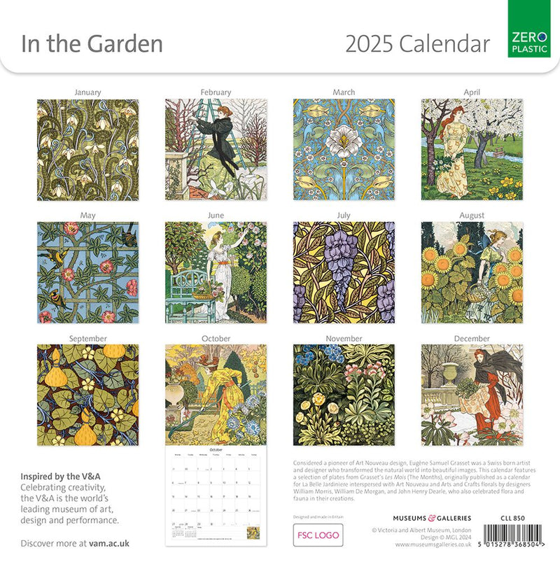 V&A In the Garden 2025 Square Wall Calendar