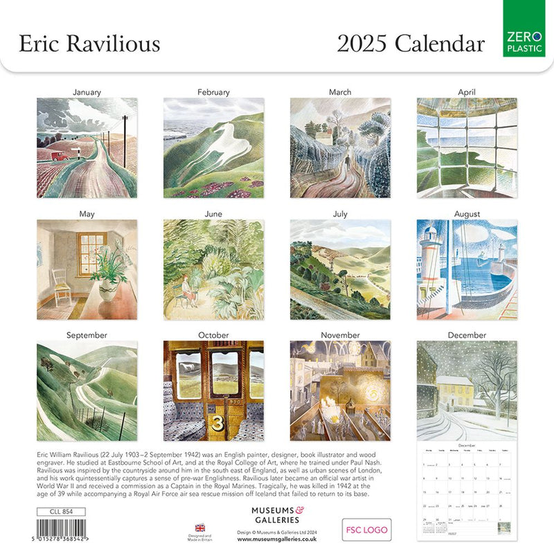 Eric Ravilious 2025 Square Wall Calendar