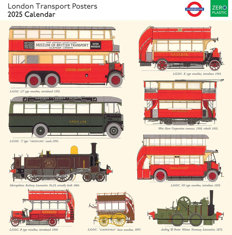 Transport for London - London Transport Posters 2025 Square Wall Calendar