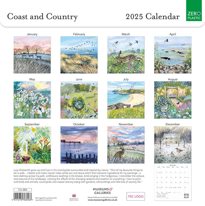 Coast and Country by Lucy Grossmith 2025 Square Wall Calendar