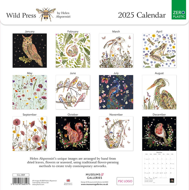 Wild Press by Helen Ahpornsiri 2025 Square Wall Calendar