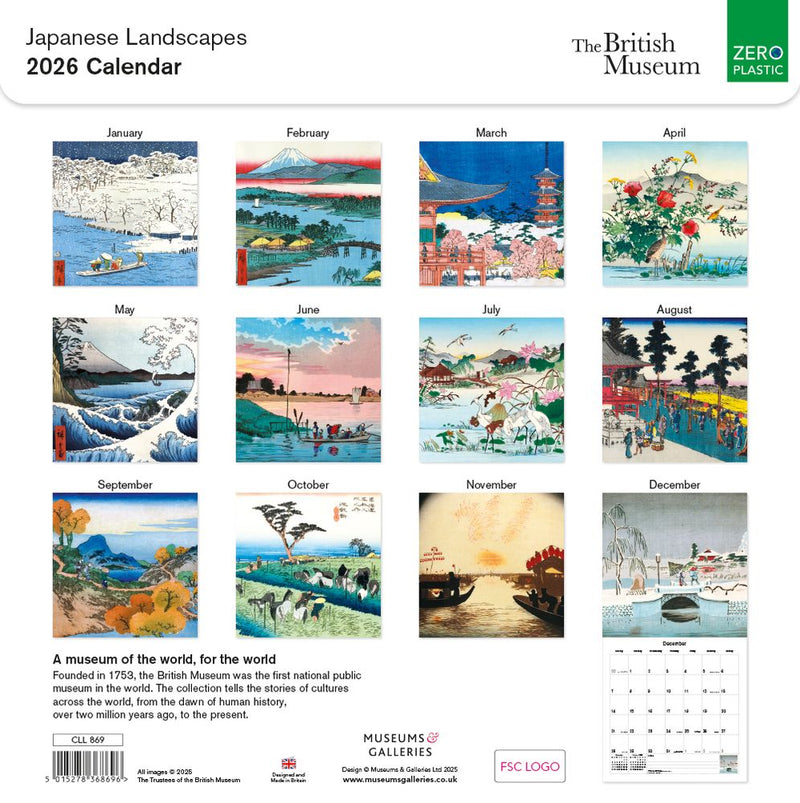 The British Museum Japanese Landscapes 2026 Square Wall Calendar