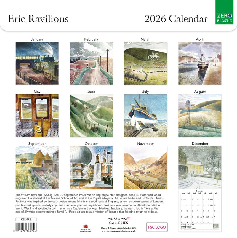 Eric Ravilious 2026 Square Wall Calendar