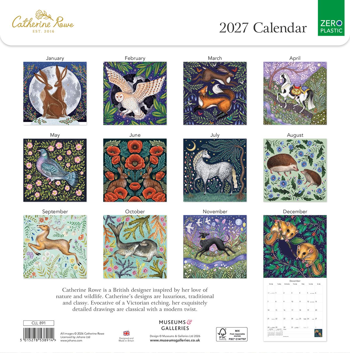 Catherine Rowe 2027 Square Wall Calendar